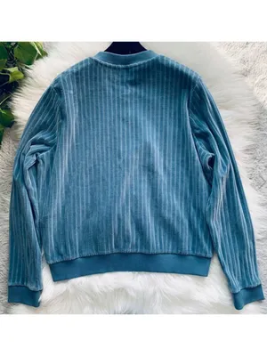 Sézane Blouson Iris cotton velvet jacket vintage blue SZM bust 43in thumbnail 3