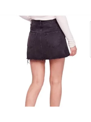 We the Free skirt jean mini skirt ZIP IT UP Free People size 26 thumbnail 3