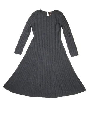 NWT Quince Mongolian Cashmere Wide-Rib Midi in Charcoal Sweater Dress XL thumbnail 4
