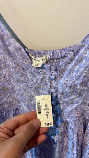 Aeropostale Floral Mini Dress Women's Medium Purple Button Down Cottagecore Soft thumbnail 5