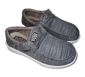 Hey Dude Wally Linen Blend Comfort Shoes Slip On Women’s Size 7 Stone Gray thumbnail 1