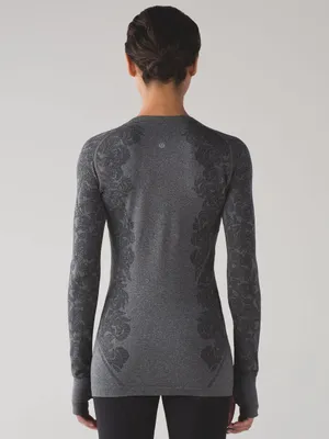 Lululemon Swiftly Tech‎ Long Sleeve Crew Heathered Black Size 6 Seamless Running thumbnail 2