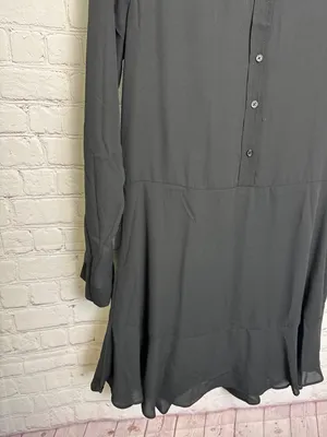 Aqua button down black midi swing dress size medium fairy grunge gothic witchy thumbnail 5