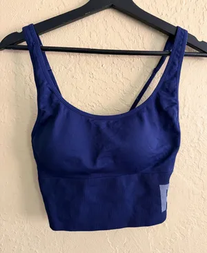 PINK Victoria's Secret Seamless Deep Blue Crop Bralette thumbnail 1