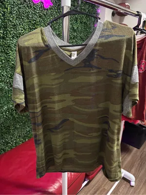 Alternative Camouflage V-Neck Tee - Olive Green thumbnail 1