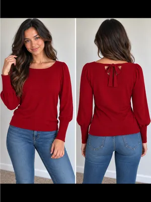 White House black market small red sweater thumbnail 2
