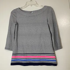 Lilly Pulitzer black striped pink blue trim nautical top size xxs thumbnail 1