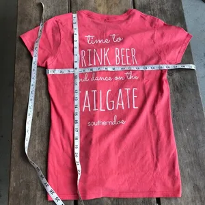 Southerndoe Womens Tee Sz S Salmon Drink Beer and Dance on the Tailgate NEW‎ Top thumbnail 3