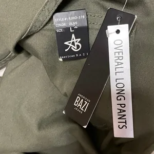 NEW American Bazi Women's Olive Green Bib Skinny Ankle Utility Overalls Size L thumbnail 4