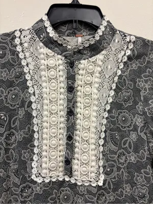 Free people boho floral lace midi dress long sleeve size 6 thumbnail 3