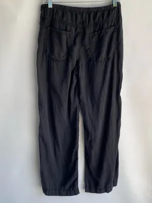 Aeropostale lightweight black wide leg drawstring pants casual fall transition S thumbnail 4