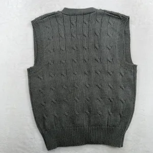 Leslie Fay Vintage 90s Academia S Sweater Vest Gray Cable Knit Double Breasted Preppy Retro thumbnail 9