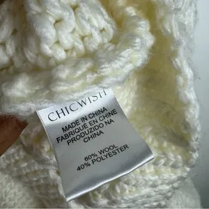 Chicwish Chunky Puff Sleeves Cropped Sweater Size Small Medium in Off White thumbnail 8