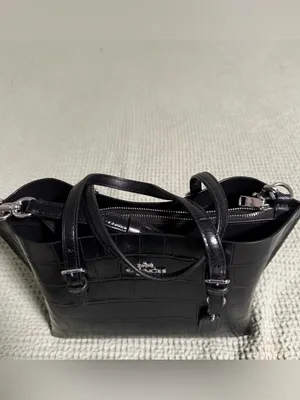 COACH Black Croc Embossed Mollie Tote Bag 25 thumbnail 2