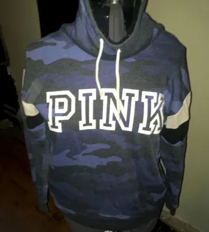 Victoria’s Secret XS blue camo Sherpa lined cowl sweatshirt thumbnail 1