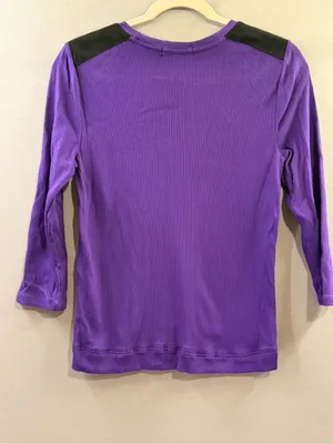 Lauren Ralph Lauren Purple Top with Black suede Lace-Up Shoulders large thumbnail 3