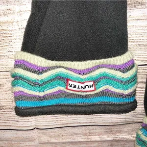 Hunter Boots Tall Socks in Blue, Green, Gray/Grey Chevron Stripes Size M thumbnail 8