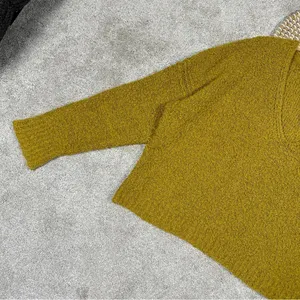 Free People Finders Keepers Sweater Boucle Knit V-Neck Slouchy Boho Moss Green M thumbnail 6