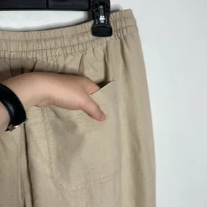 J. Crew Wide-leg seaside textured drawstring pant in linen beige hue size M tall thumbnail 10