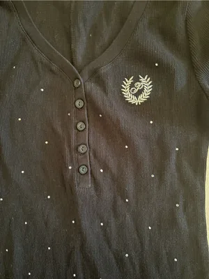 PINK Victoria's Secret Black Long-Sleeve Footie with Rhinestones thumbnail 3