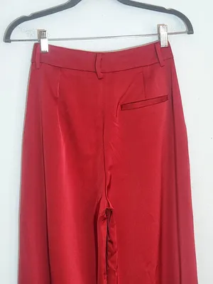 Lulus Red Satin Wide Leg Pants Size Medium NWT thumbnail 6