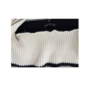 Blu Pepper Striped Sweater Quarter Zip Black Cream Size Small Chunky Knit thumbnail 4