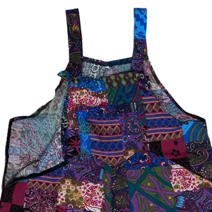 Women's Stitched Summer Good Vibes Vintage‎ Hippie Overalls - Size Large L thumbnail 4