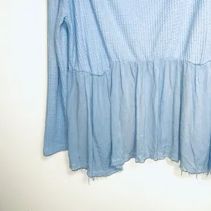 Daytrip Buckle Baby Blue Off The Shoulder Thermal Babydoll Top thumbnail 5