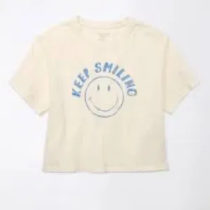 American Eagle Cropped Smiley Graphic T-Shirt size XL thumbnail 2