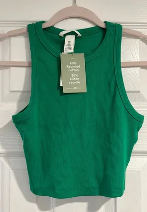 H&M Tank Top Cropped Green thumbnail 1