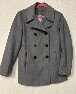 Calvin Klein Womens Grey Wool Blend Double‎ Breasted Peacoat Jacket Size 8 thumbnail 1