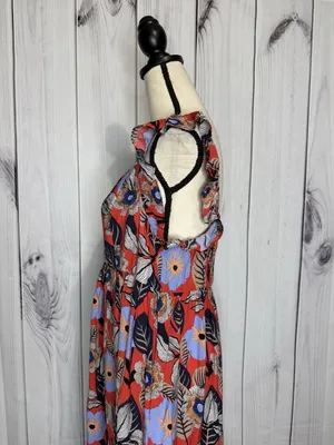 Ee:some Floral Tiered Ruffled Maxi Sundress Size L Smocked Back Sleeveless thumbnail 11