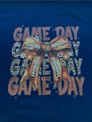 Hanes Game Day Football Bow Graphic Tee Navy Blue Large thumbnail 4