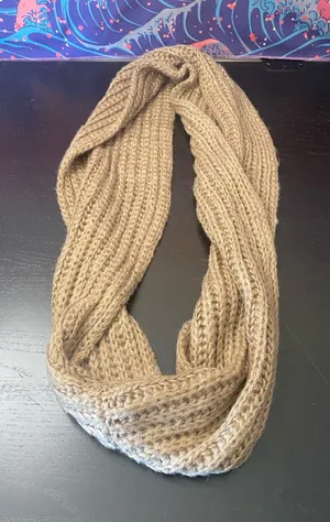Soft Chunky Knit Infinity Scarf in Camel Tan thumbnail 1