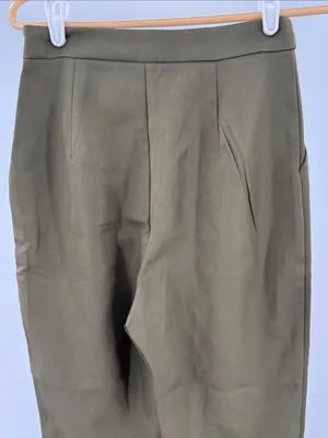 Lulu's Olive Green Tailored Pleat Trousers S office professional casual neutral thumbnail 3