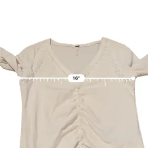 Free People Wear Me Out Thermal Mesh Long Sleeve Ruched Top‎ in White Sz M thumbnail 8