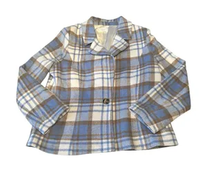 Sage The Label Blue Brown Plaid Single Button Blazer Jacket LC152061 Womens M‎ thumbnail 1