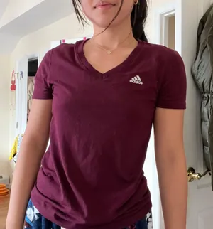 Maroon V Neck Running Tee thumbnail 1