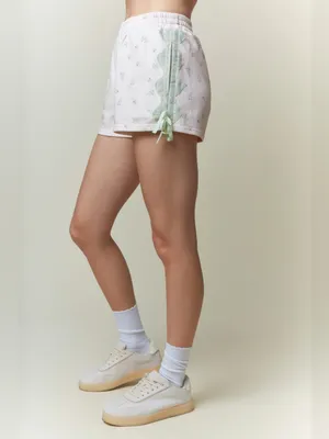 Soft Cotton Lounge Shorts with Mint Lace Trim NEW M thumbnail 2