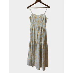 Christian Lacroix‎ Blue Floral Linen Blend Tiered Maxi Dress Small Cottagecore thumbnail 2