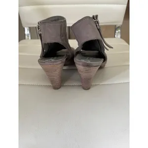 Paul Green Taupe Grey Leather Peep Toe‎ Slingback Booties Size 6 Made in Austria thumbnail 3