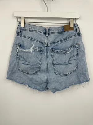 American Eagle Outfitters Denim Blue Baggy Jean Distressed Shorts Size 2 Boho thumbnail 6