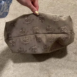 Vintage Dooney & Bourke Brown Leather & Canvas Print Shoulder Bag thumbnail 7