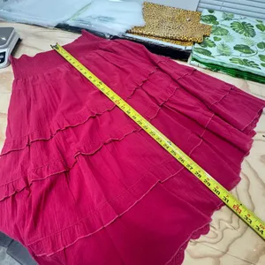 Cabi Raspberry Pink Tiered Cotton Midi Skirt Smocked Waist Boho Medium‎ Picnic thumbnail 9
