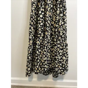 Pretty Garden Halter Maxi Dress MEDIUM Black Floral Boho Vacation Sleeveless NWT thumbnail 10