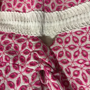 Bardot Camille fit and flare mini Eyelet lace Dress. pink white sz M 8 thumbnail 4