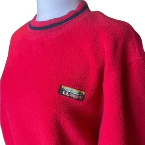LL Bean Vintage Sherpa Crewneck Red Sweatshirt Womens Size Large thumbnail 4