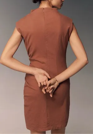 Anthropologie The Maya Ruched Cowl-Neck Linen Blend Mini Dress, Size XL thumbnail 5