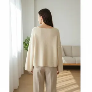 ZARA Bateau Neck Cropped Sweater Wool Solid Ivory‎ Pullover Knit Knitwear Small thumbnail 7