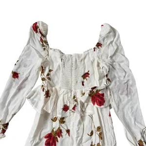 Reformation Zandra Dress American Beauty Floral Ivory Red Roses thumbnail 6